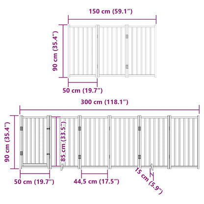 Hondenhek Inklapbaar 9 Panelen 450 Cm Populierenhout 50 x 90 x 2 cm Zwart