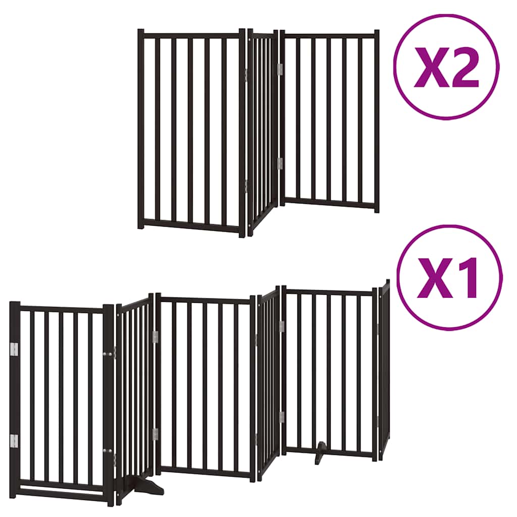 Hondenhek Inklapbaar 12 Panelen 600 Cm Populierenhout 50 x 90 x 2 cm Zwart