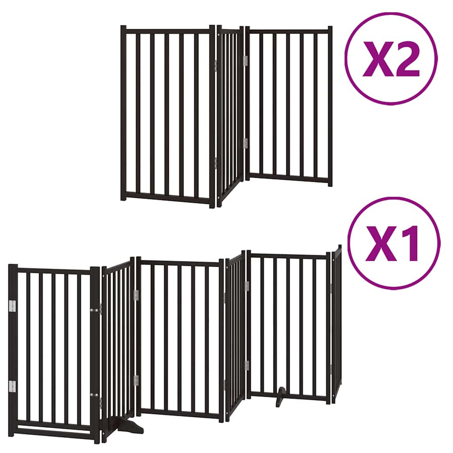 Hondenhek Inklapbaar 12 Panelen 600 Cm Populierenhout 50 x 90 x 2 cm Zwart