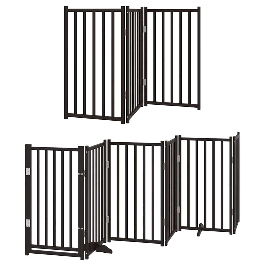 Hondenhek Inklapbaar 12 Panelen 600 Cm Populierenhout 50 x 90 x 2 cm Zwart