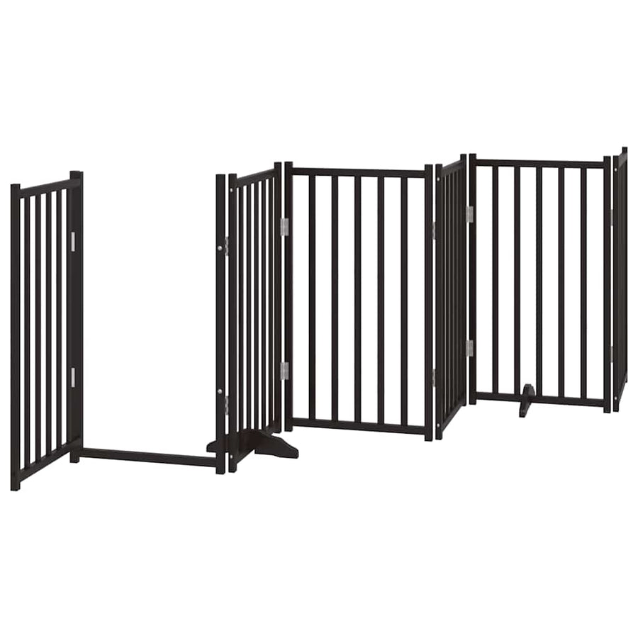 Hondenhek Inklapbaar 12 Panelen 600 Cm Populierenhout 50 x 90 x 2 cm Zwart