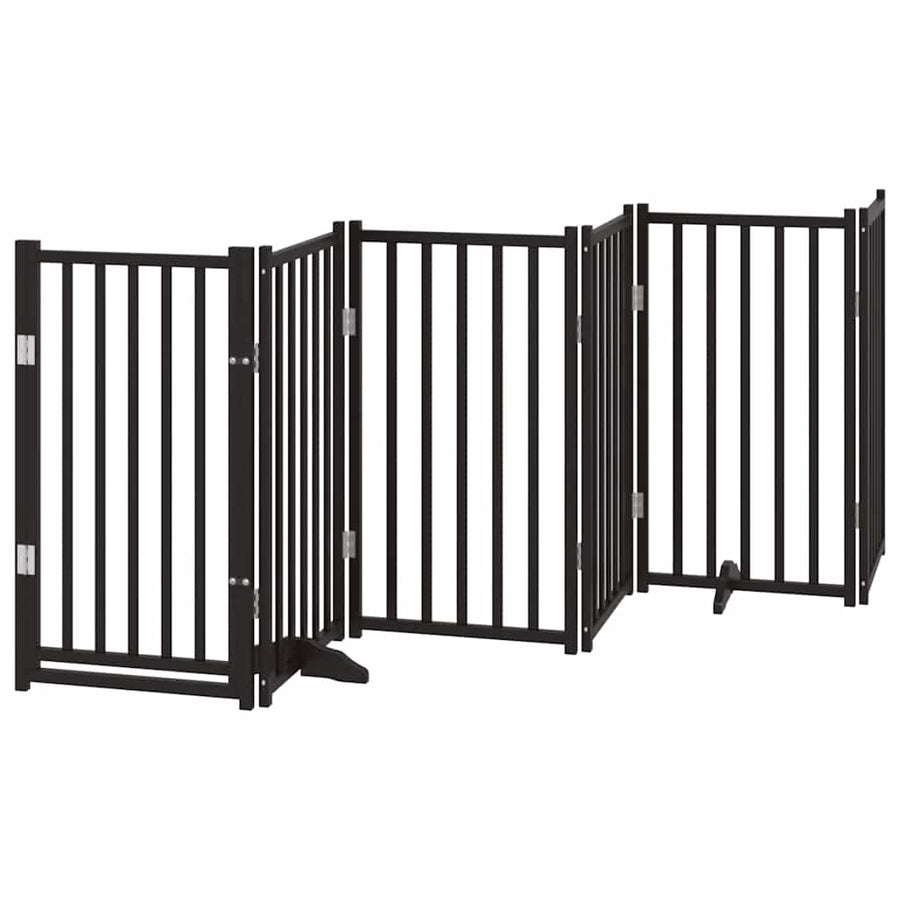 Hondenhek Inklapbaar 15 Panelen 750 Cm Populierenhout 50 x 90 x 2 cm Zwart