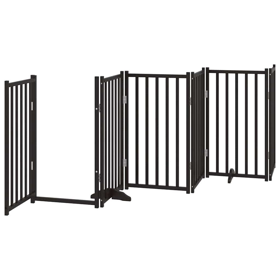 Hondenhek Inklapbaar 15 Panelen 750 Cm Populierenhout 50 x 90 x 2 cm Zwart