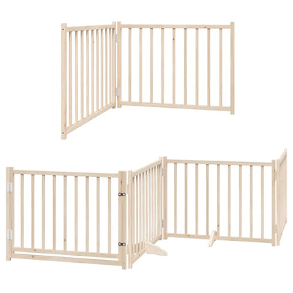 Hondenhek Inklapbaar Met Deur 6 Panelen 480 Cm Populierenhout 80 x 60 x 2 cm Naturel