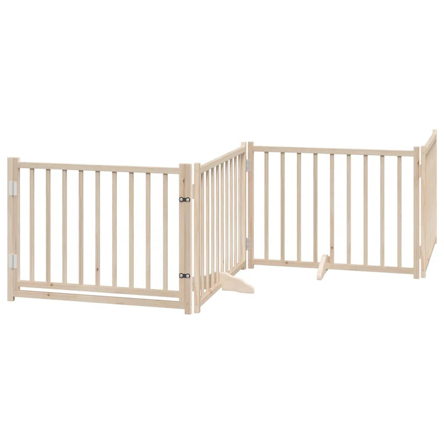Hondenhek Inklapbaar Met Deur 6 Panelen 480 Cm Populierenhout 80 x 60 x 2 cm Naturel