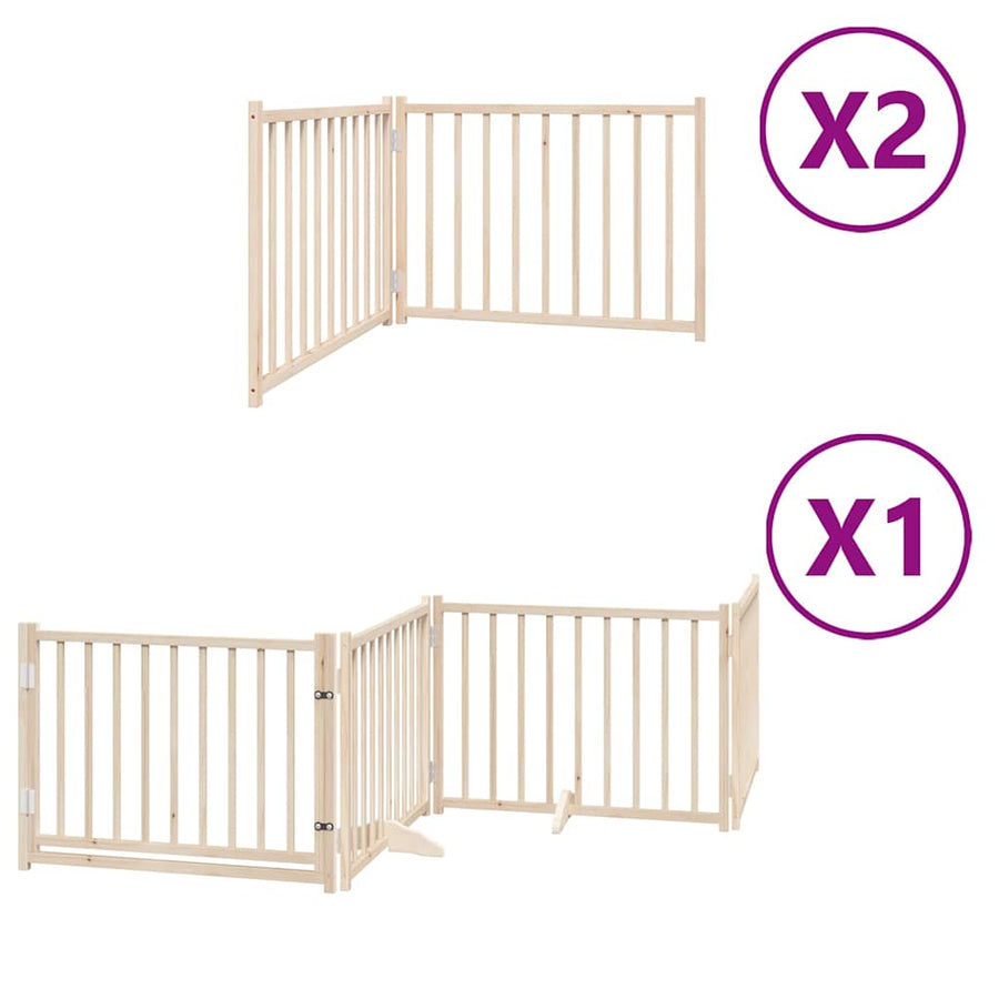 Hondenhek Inklapbaar Met Deur 8 Panelen 640 Cm Populierenhout 80 x 60 x 2 cm Naturel