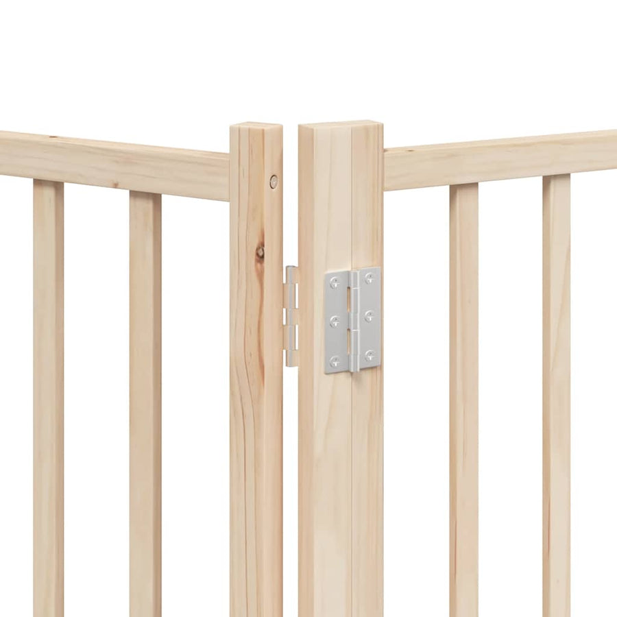 Hondenhek Inklapbaar Met Deur 8 Panelen 640 Cm Populierenhout 80 x 60 x 2 cm Naturel