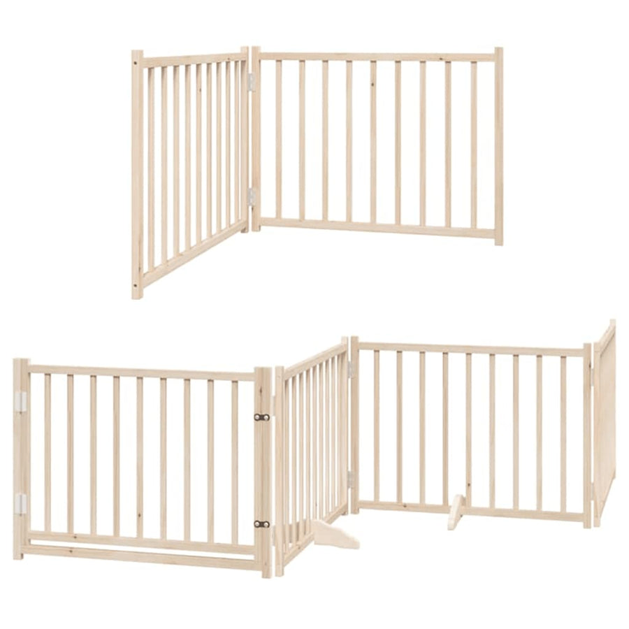 Hondenhek Inklapbaar Met Deur 10 Panelen 800 Cm Populierenhout 80 x 60 x 2 cm Naturel