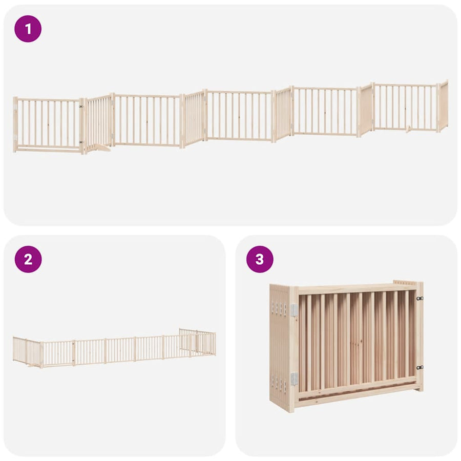 Hondenhek Inklapbaar Met Deur 10 Panelen 800 Cm Populierenhout 80 x 60 x 2 cm Naturel