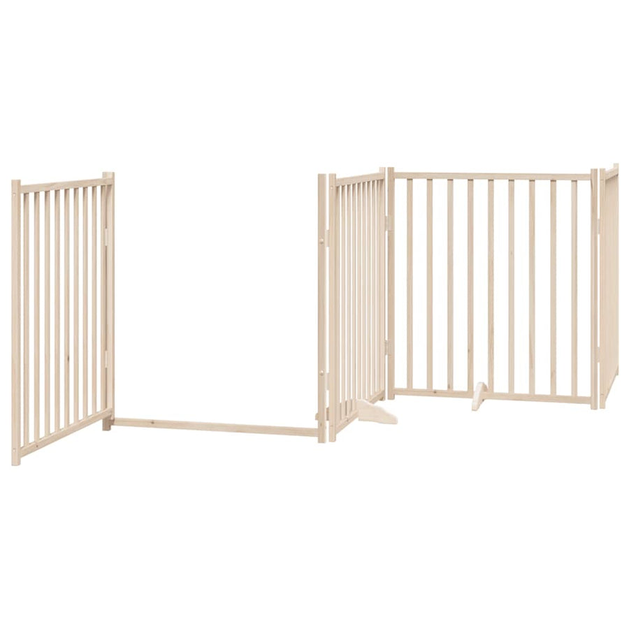 Hondenhek Inklapbaar Met Deur 6 Panelen 480 Cm Populierenhout 80 x 90 x 2 cm Naturel
