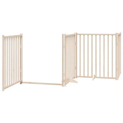 Hondenhek Inklapbaar Met Deur 8 Panelen 640 Cm Populierenhout 80 x 90 x 2 cm Naturel