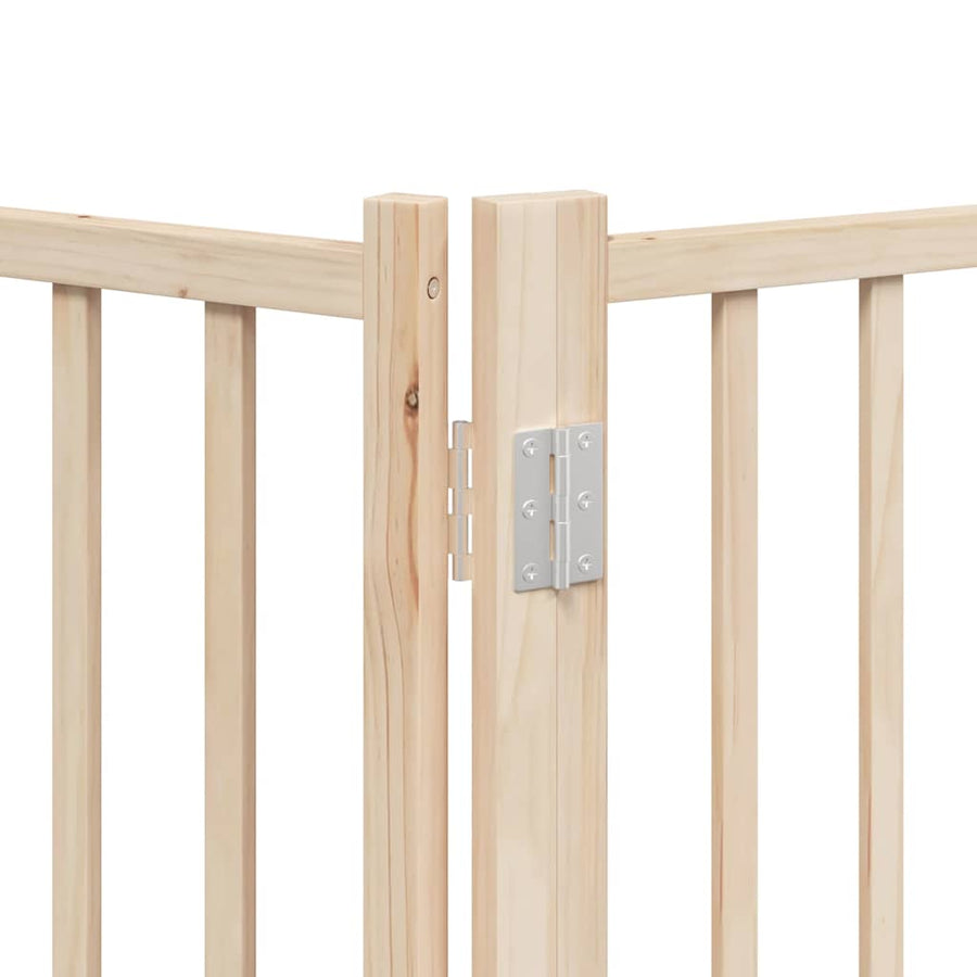 Hondenhek Inklapbaar Met Deur 8 Panelen 640 Cm Populierenhout 80 x 90 x 2 cm Naturel