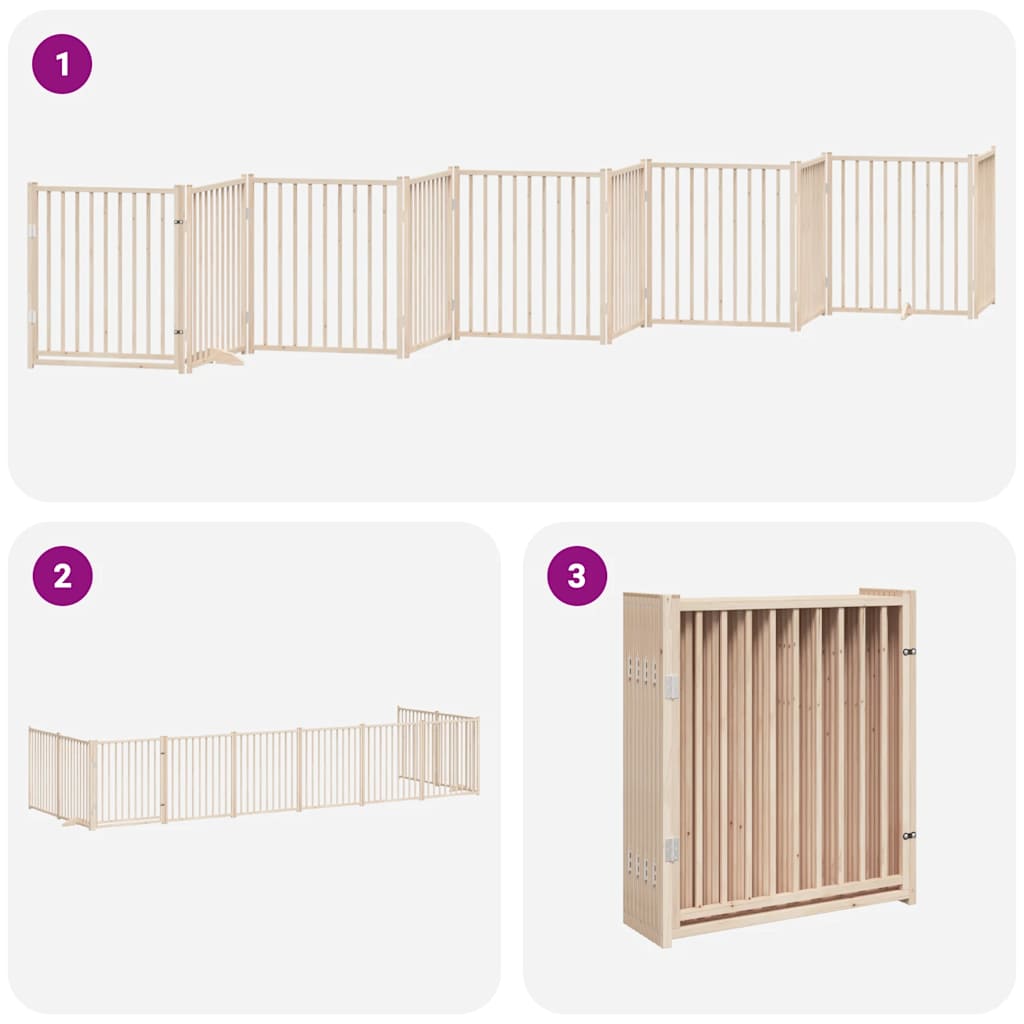 Hondenhek Inklapbaar Met Deur 10 Panelen 800 Cm Populierenhout 80 x 90 x 2 cm Naturel