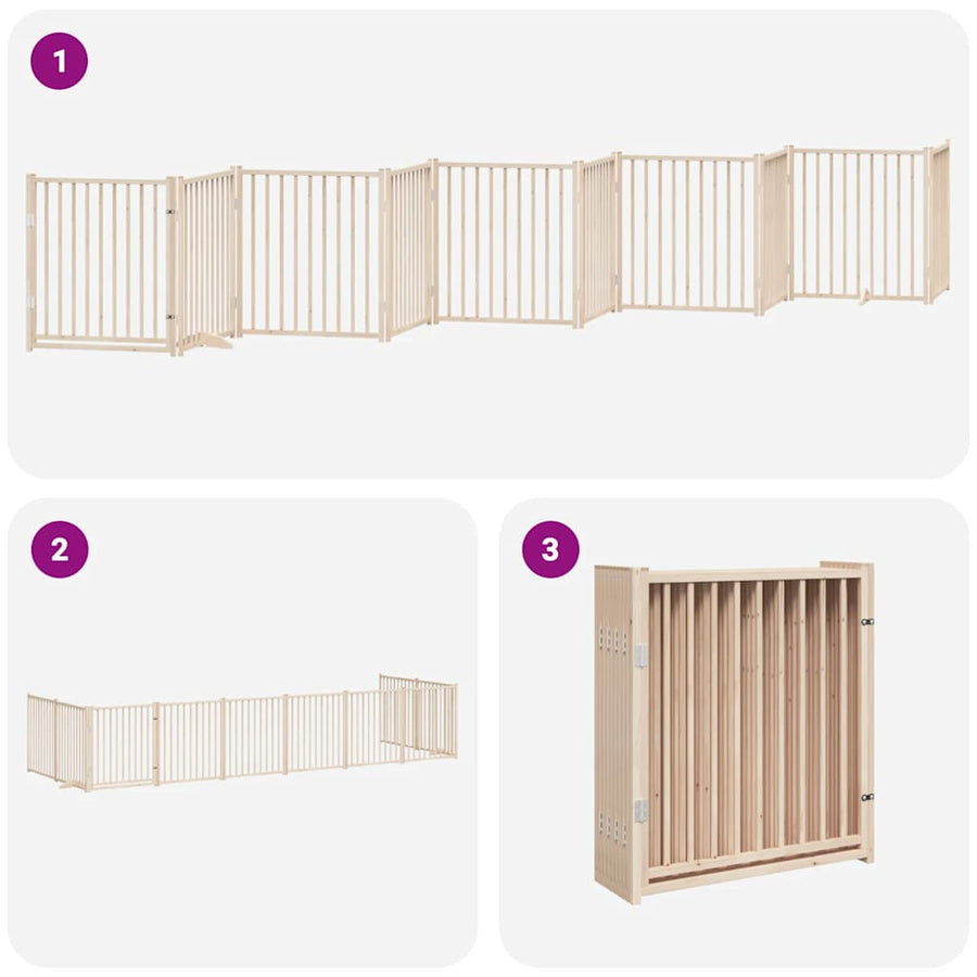 Hondenhek Inklapbaar Met Deur 10 Panelen 800 Cm Populierenhout 80 x 90 x 2 cm Naturel