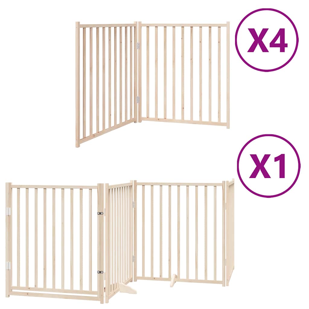 Hondenhek Inklapbaar Met Deur 12 Panelen 960 Cm Populierenhout 80 x 90 x 2 cm Naturel