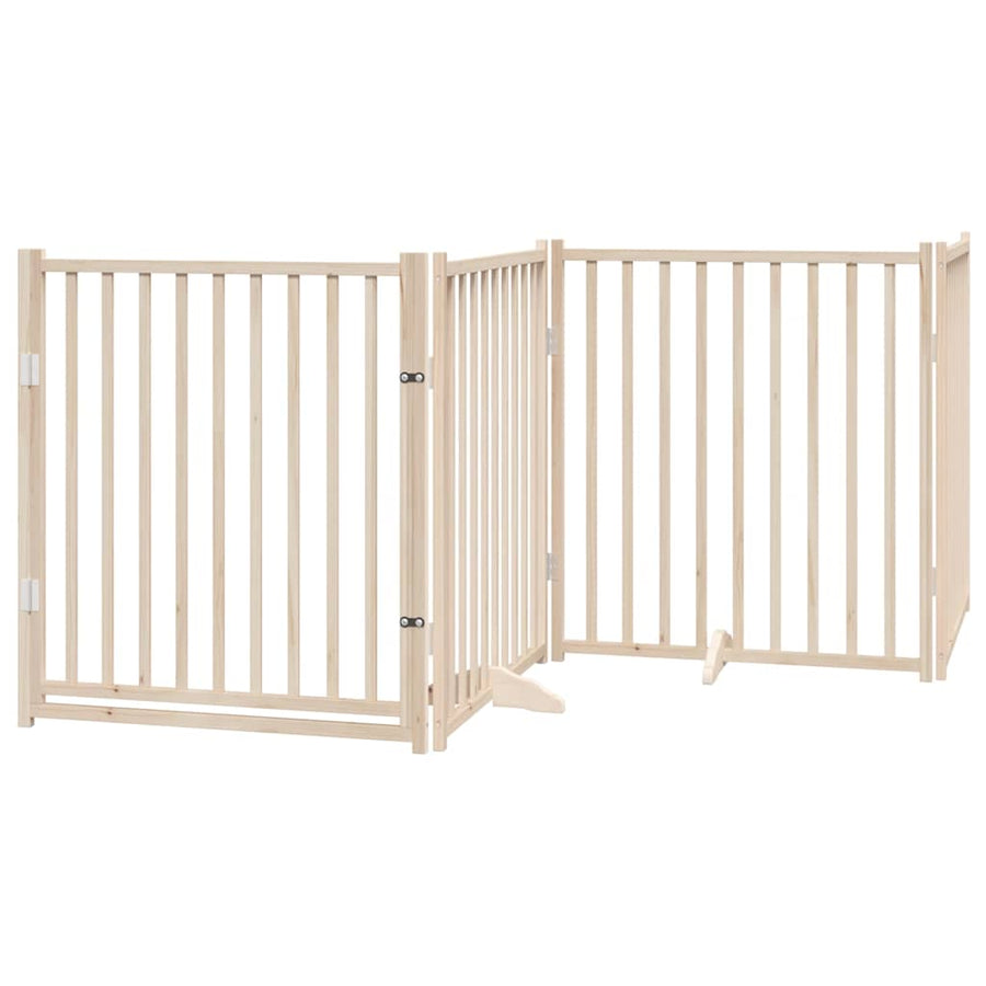Hondenhek Inklapbaar Met Deur 12 Panelen 960 Cm Populierenhout 80 x 90 x 2 cm Naturel