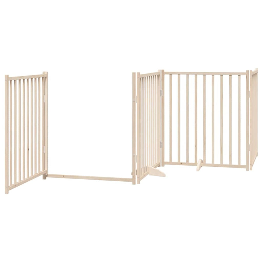 Hondenhek Inklapbaar Met Deur 12 Panelen 960 Cm Populierenhout 80 x 90 x 2 cm Naturel