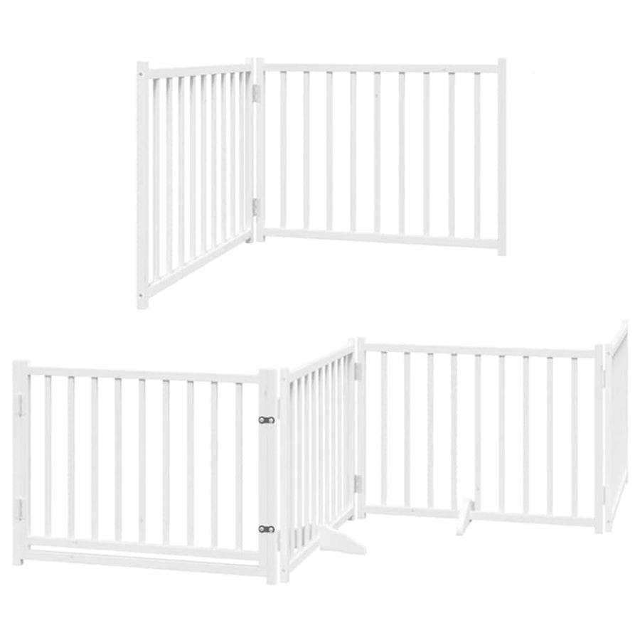 Hondenhek Inklapbaar Met Deur 6 Panelen 480 Cm Populierhout 80 x 60 x 2 cm Wit