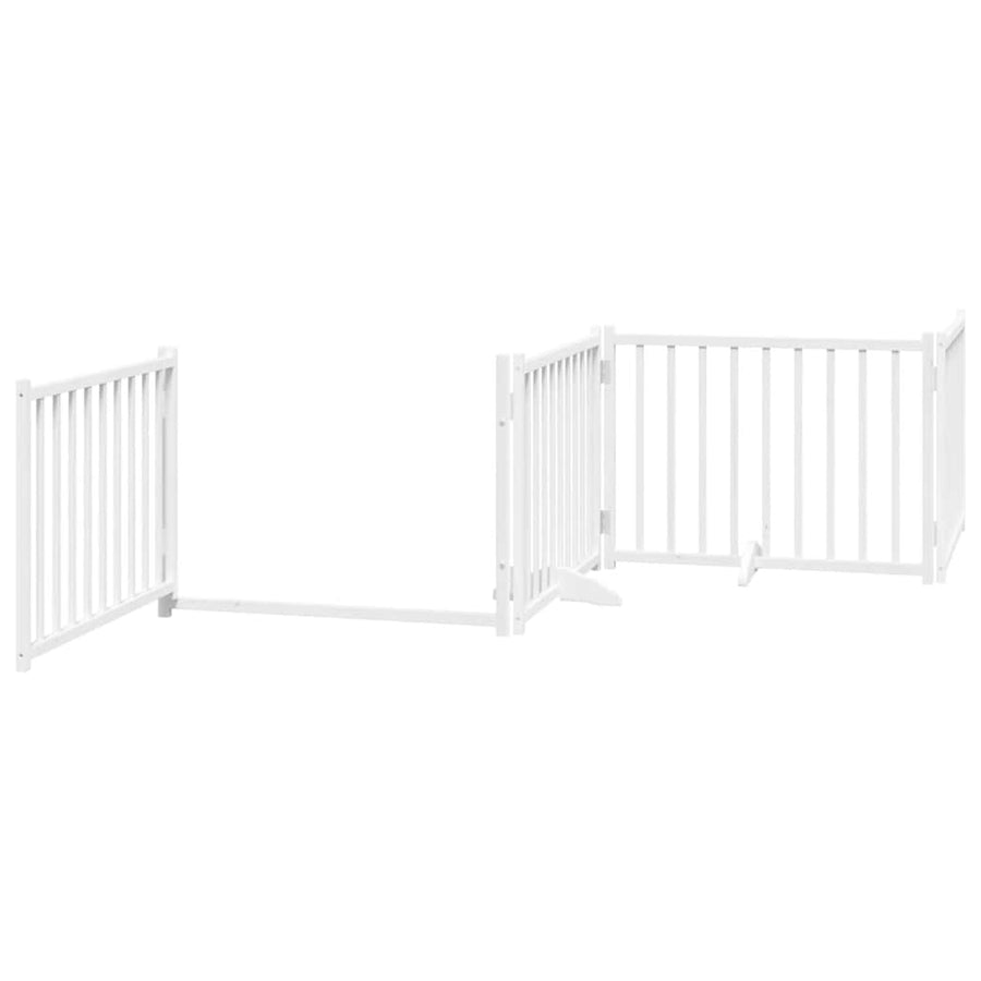 Hondenhek Inklapbaar Met Deur 8 Panelen 640 Cm Populierhout 80 x 60 x 2 cm Wit