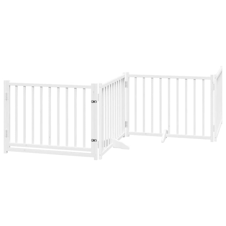 Hondenhek Inklapbaar Met Deur 12 Panelen 960Cm Populierhout 80 x 60 x 2 cm Wit