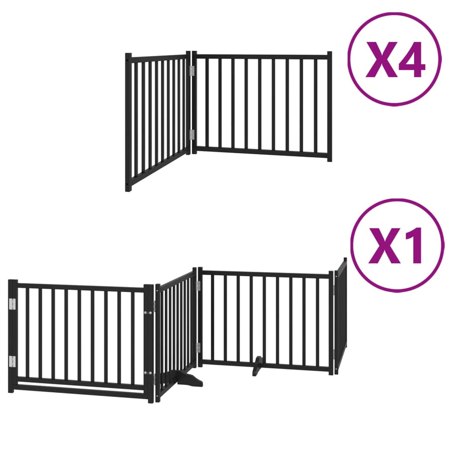 Hondenhek Inklapbaar 12 Panelen 960 Cm Populierenhout 80 x 60 x 2 cm Zwart