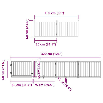 Hondenhek Inklapbaar 12 Panelen 960 Cm Populierenhout 80 x 60 x 2 cm Zwart