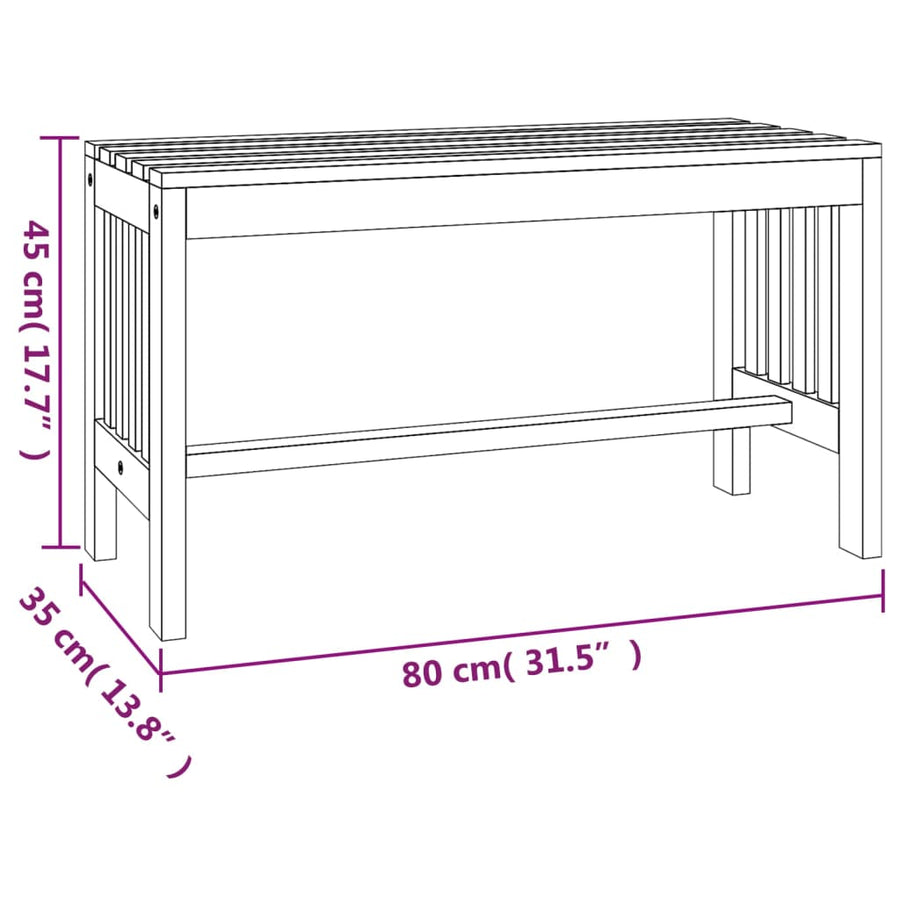 Tuinbank 80 Cm Massief Eucalyptushout 80 x 35 x 45 cm