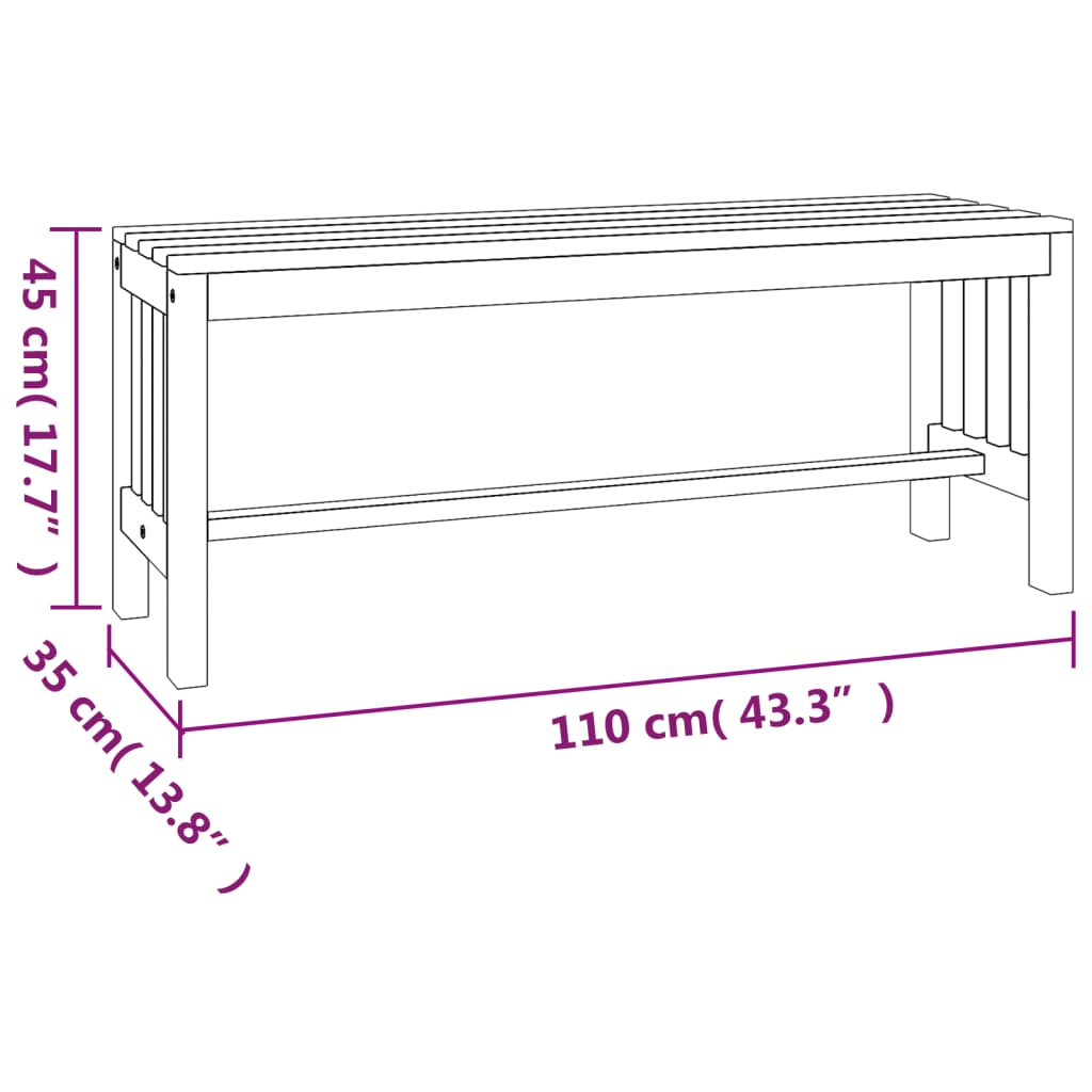 Tuinbank 110 Cm Massief Eucalyptushout 110 x 35 x 45 cm