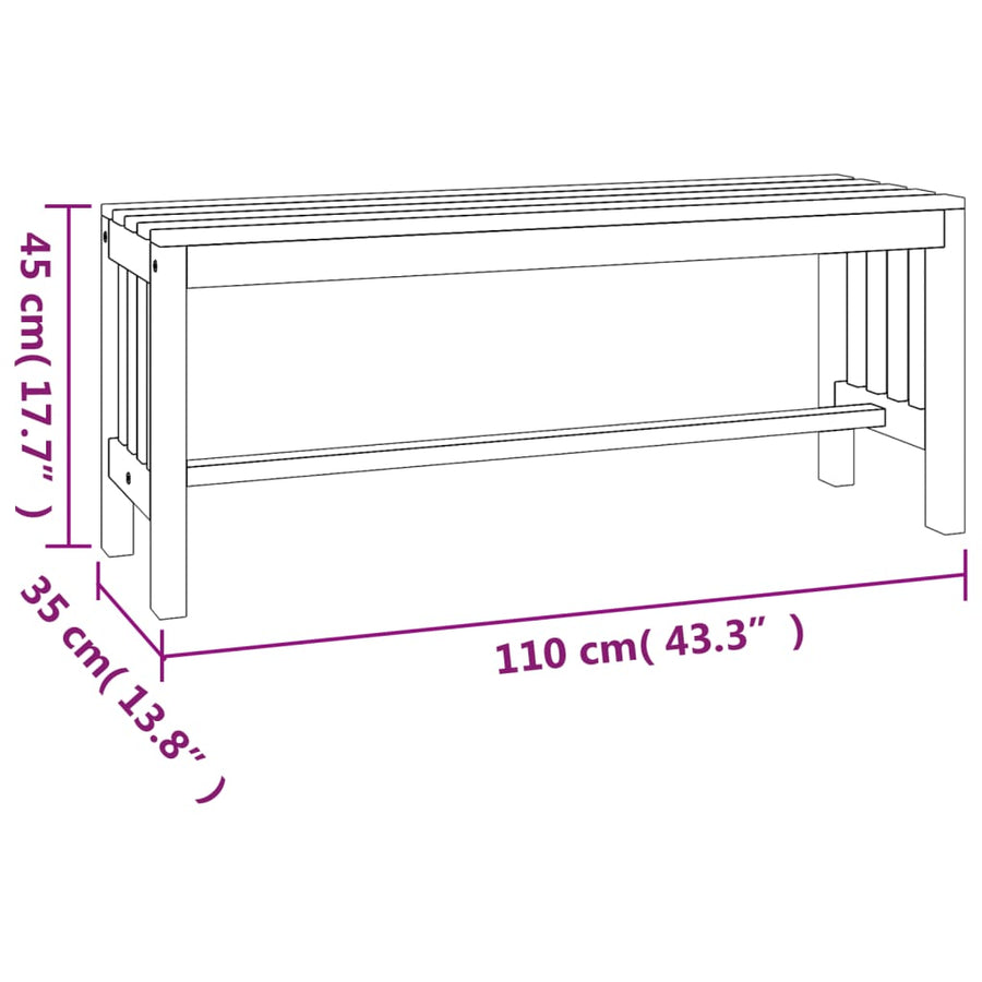 Tuinbank 110 Cm Massief Eucalyptushout 110 x 35 x 45 cm