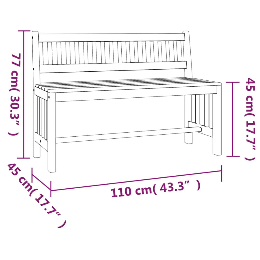 Tuinbank 110 Cm Massief Eucalyptushout 110 x 45 x 77 cm