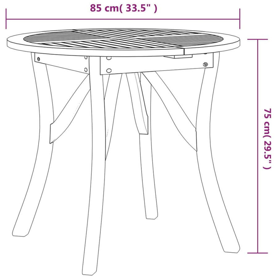 Tuintafel Ø 85 Cm Massief Acaciahout 85 x 85 x 75 cm