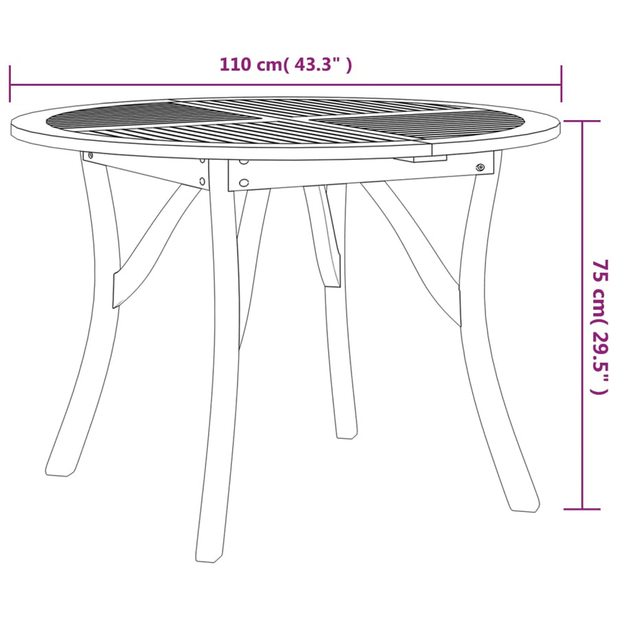 Tuintafel Ø 110 Cm Massief Acaciahout 110 x 110 x 75 cm