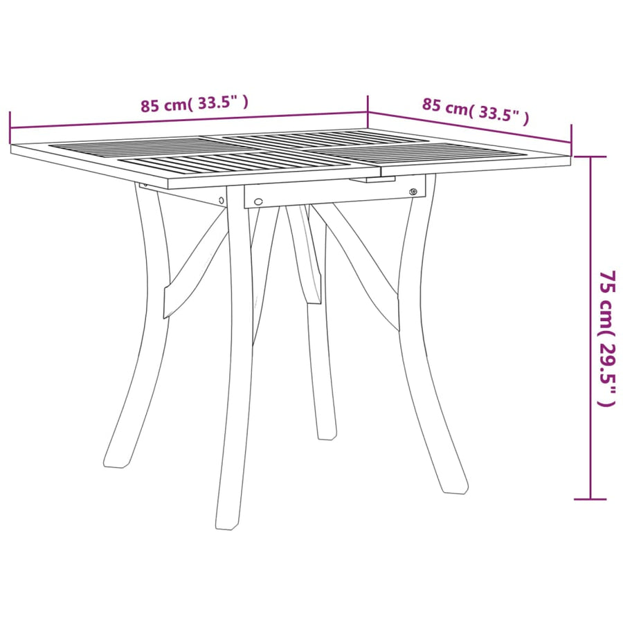 Tuintafel Massief Acaciahout 85 x 85 x 75 cm Vierkant