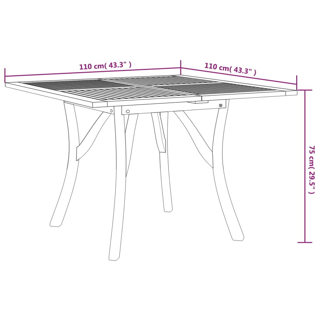 Tuintafel Massief Acaciahout 110 x 110 x 75 cm Vierkant