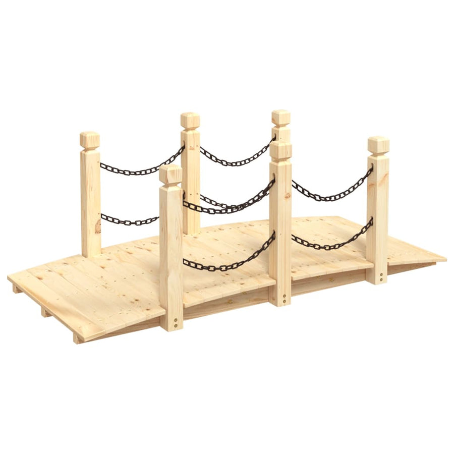 Tuinbrug Met Kettingrails 150X67X56 Cm Massief Vurenhout Naturel met ketting railing