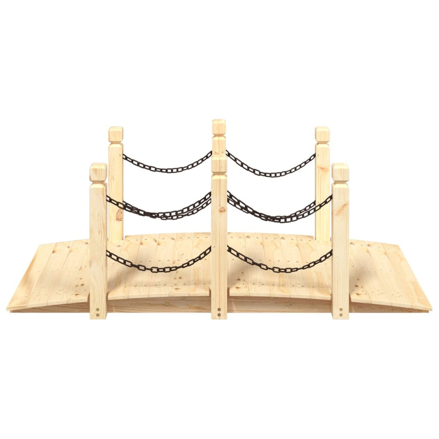 Tuinbrug Met Kettingrails 150X67X56 Cm Massief Vurenhout Naturel met ketting railing