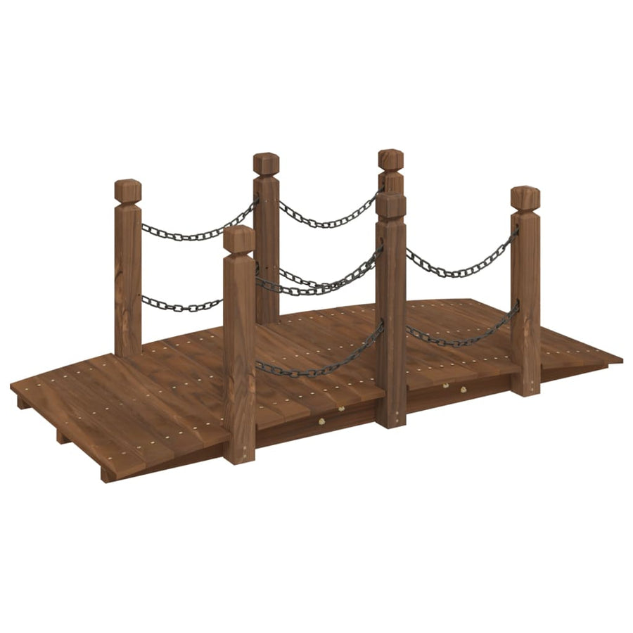 Tuinbrug Met Kettingrails 150X67X56 Cm Massief Vurenhout Donkerbruin