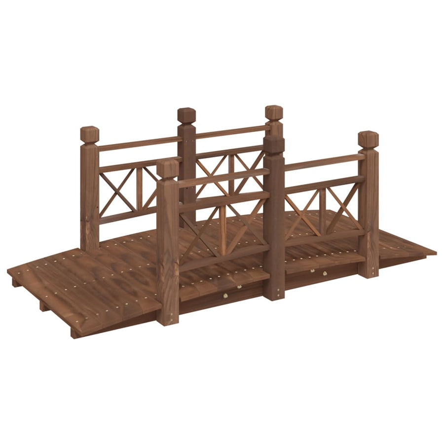 Tuinbrug Met Leuningen 150X67X56 Cm Massief Vurenhout Donkerbruin