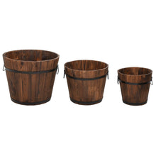 Plantenbakset Houten Emmer 3-Delig Massief Vurenhout Ø 45 x 35 cm