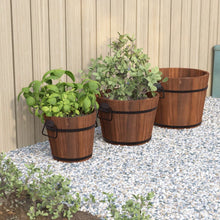 Plantenbakset Houten Emmer 3-Delig Massief Vurenhout Ø 45 x 35 cm