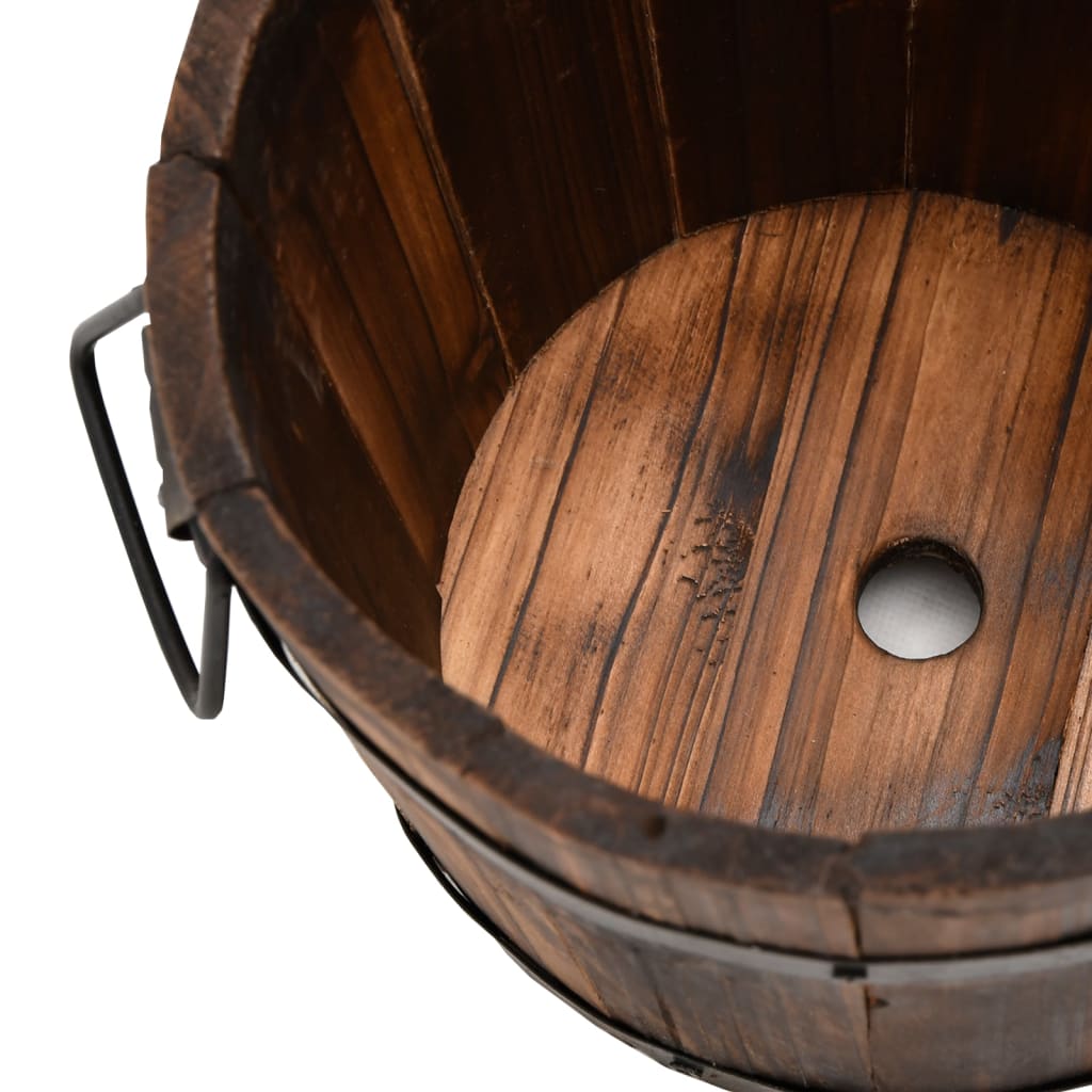 Plantenbakset Houten Emmer 3-Delig Massief Vurenhout Ø 21 x 17 cm