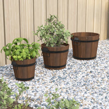 Plantenbakset Houten Emmer 3-Delig Massief Vurenhout Ø 21 x 17 cm