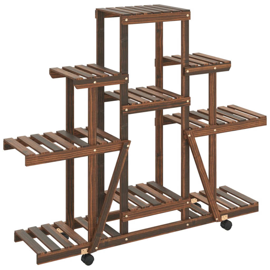 Plantenstandaard Massief Vurenhout Bruin 110 x 25 x 101 cm met wielen