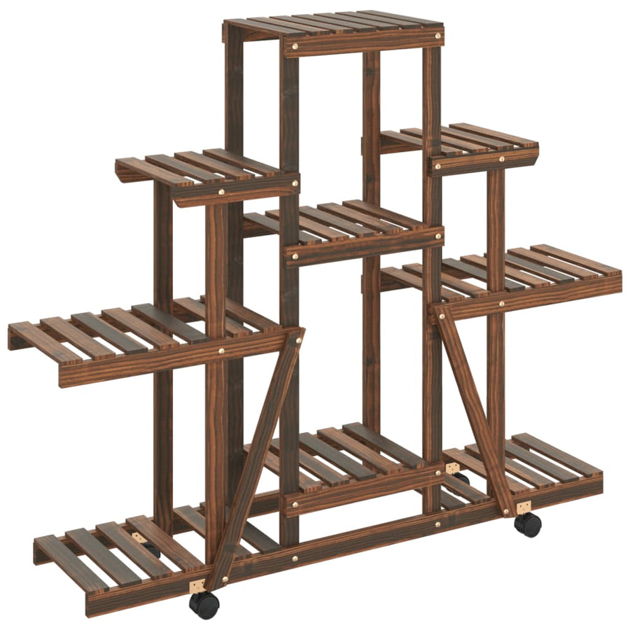 Plantenstandaard Massief Vurenhout Bruin 110 x 25 x 101 cm met wielen