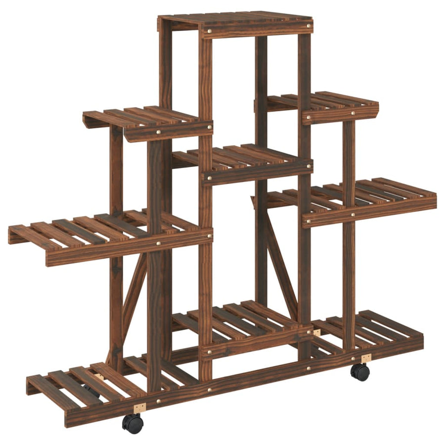 Plantenstandaard Massief Vurenhout Bruin 110 x 25 x 101 cm met wielen
