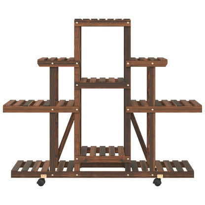 Plantenstandaard Massief Vurenhout Bruin 110 x 25 x 101 cm met wielen