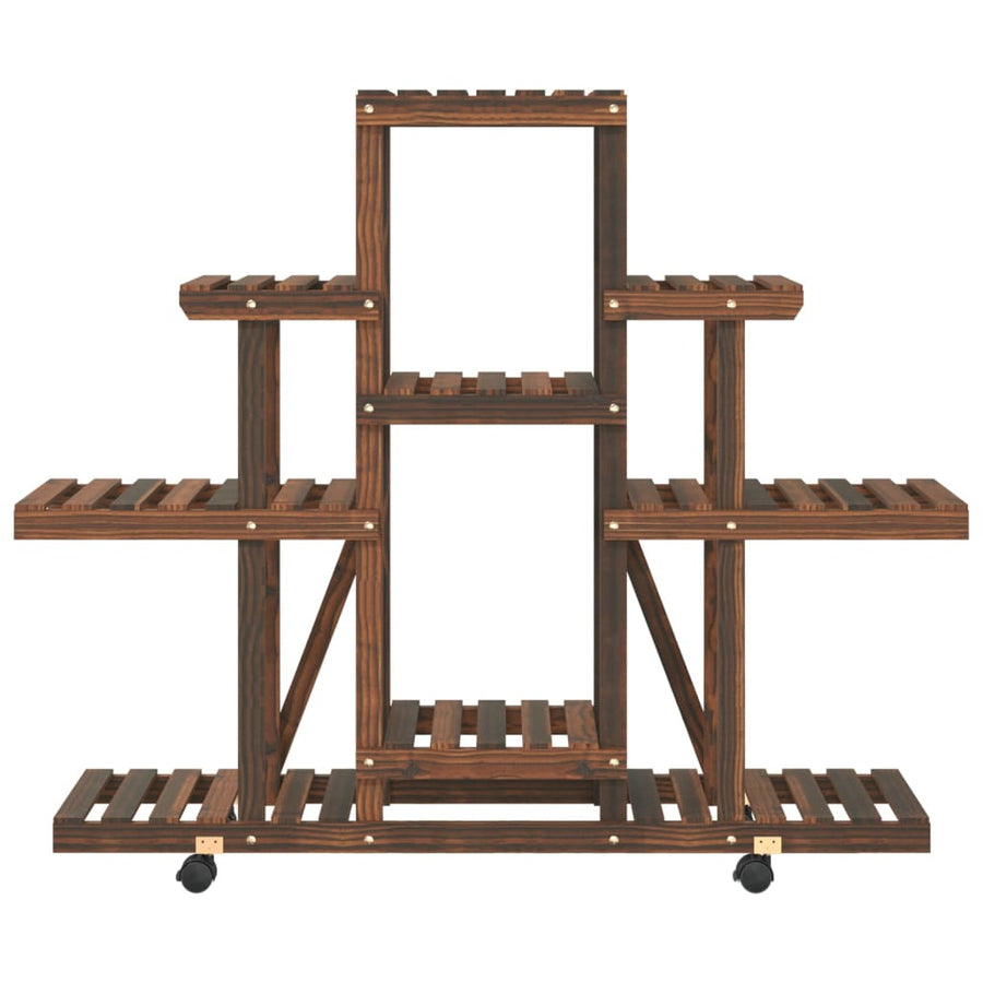 Plantenstandaard Massief Vurenhout Bruin 110 x 25 x 101 cm met wielen