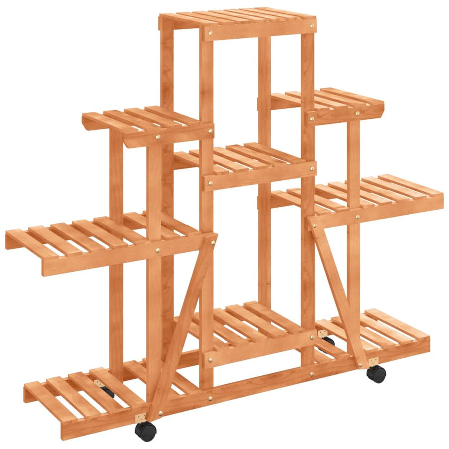 Plantenstandaard Massief Vurenhout Lichtbruin 110 x 25 x 101 cm met wielen