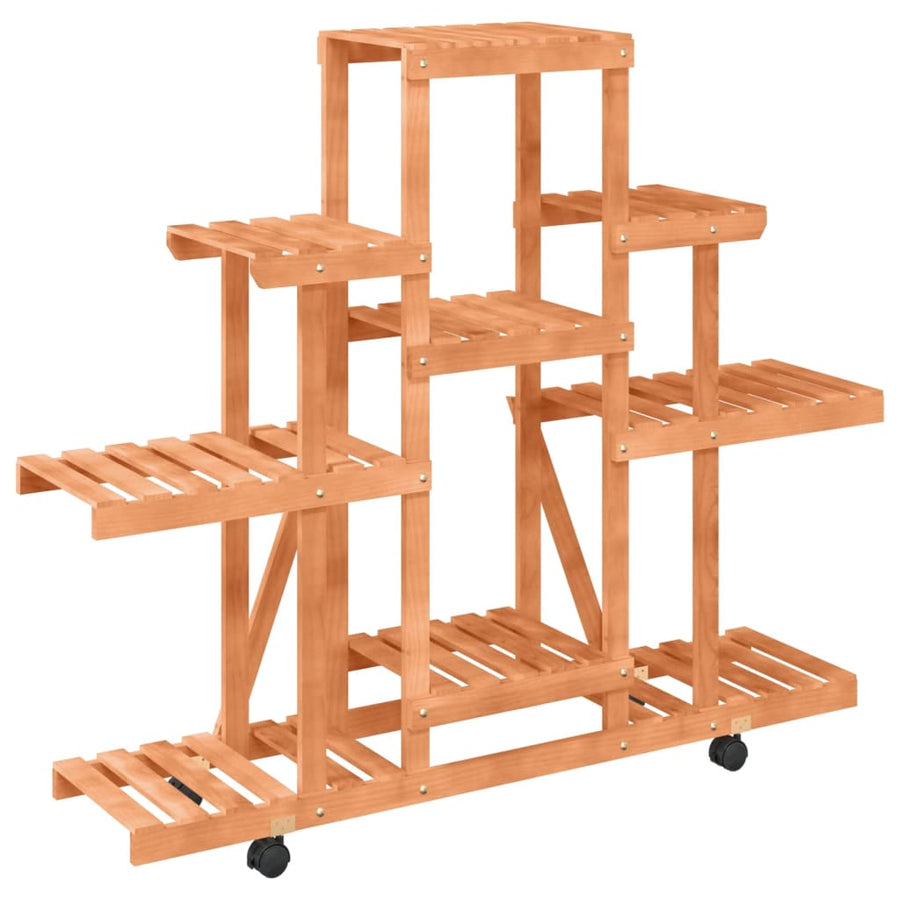 Plantenstandaard Massief Vurenhout Lichtbruin 110 x 25 x 101 cm met wielen