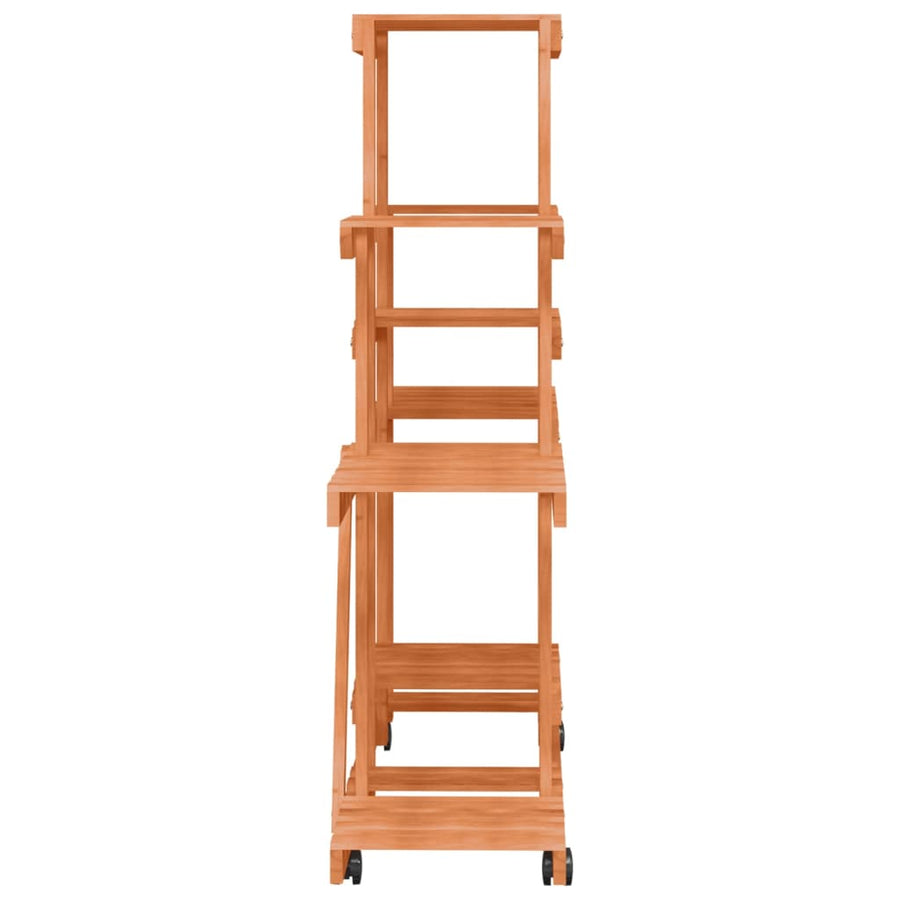 Plantenstandaard Massief Vurenhout Lichtbruin 110 x 25 x 101 cm met wielen